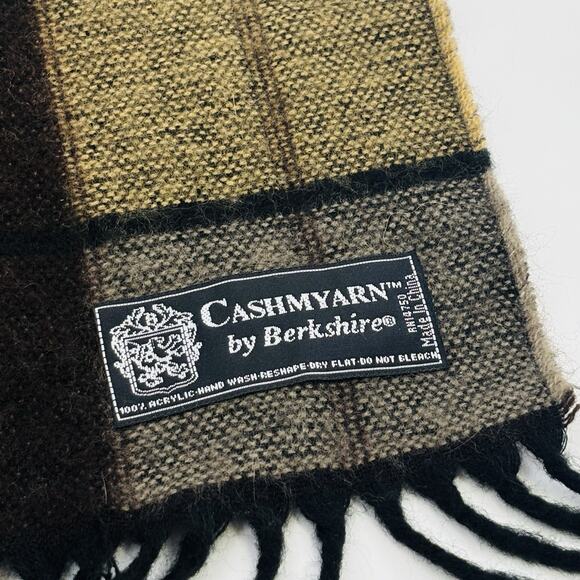 Cashmyarn by Berkshire Wide Scarf Made In Itally Plaid Multicolor Winter Cozy - Picture 2 of 4